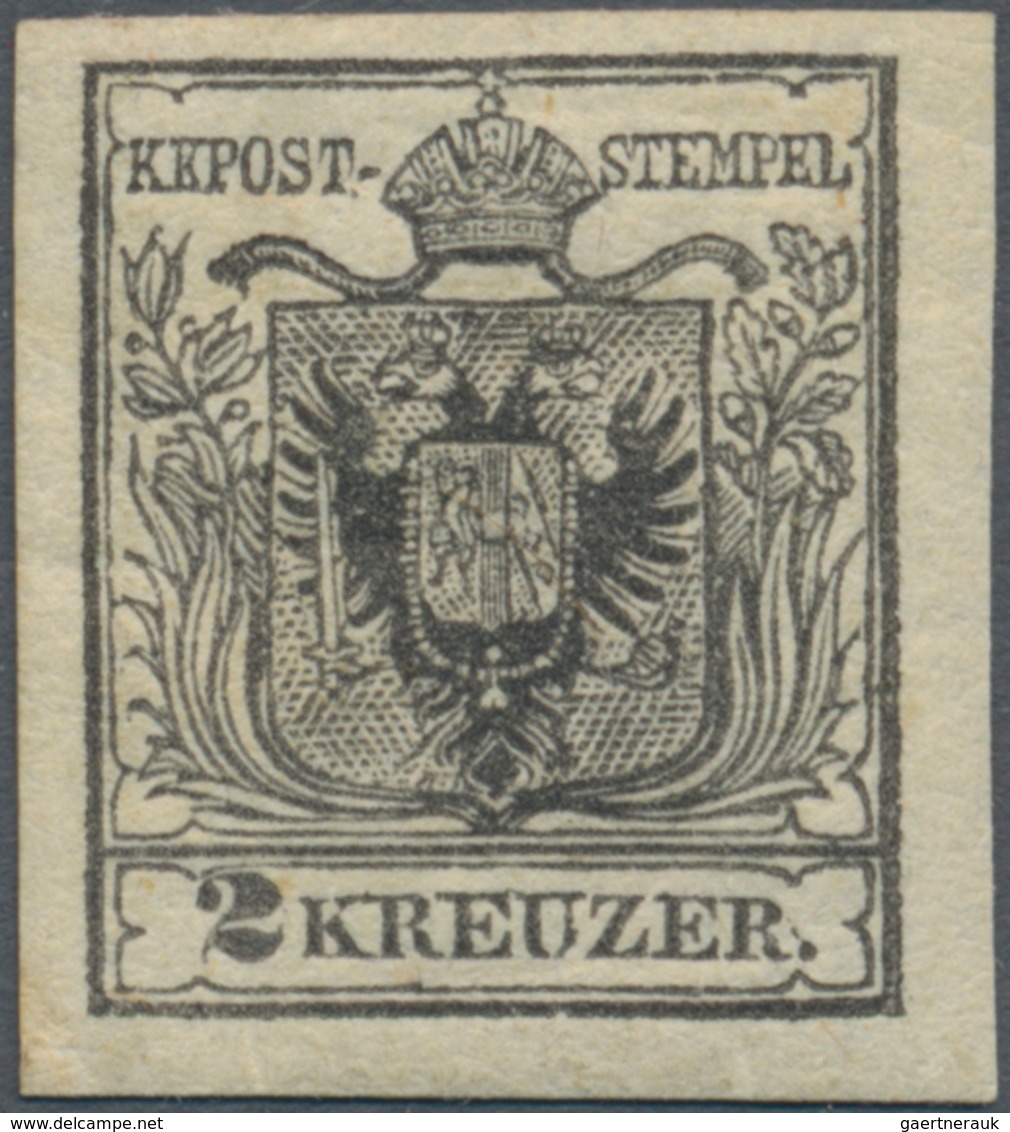 Österreich: 1850, 2 Kr Schwarz, Type IIIa Auf Handpapier In Ungebrauchter Ausnahmeerhaltung, Voller - Unused Stamps