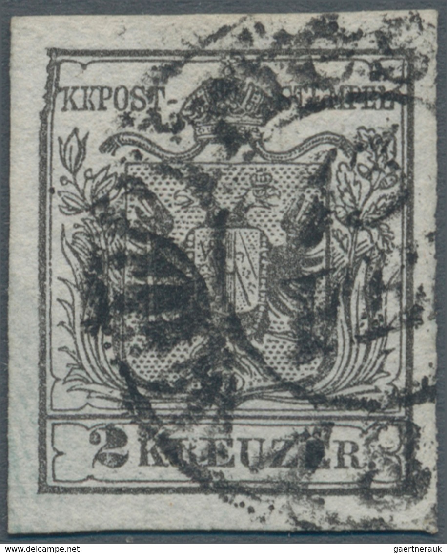 Österreich: 1850, Wappenzeichnung 2 Kr. Schwarz, TYPE I A, Feinstdruck, Mit Sehr Schönem Plattenfehl - Unused Stamps