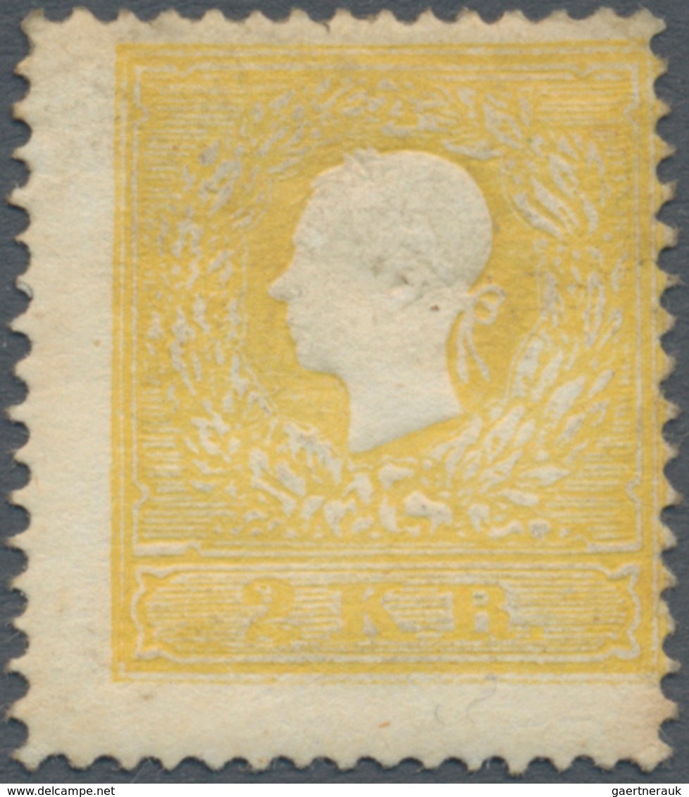 Österreich: 1858, 2 Kr Dunkelgelb, Type II, Ungebraucht Mit Vollem Originalgummi Und Deutlicher Falz - Unused Stamps