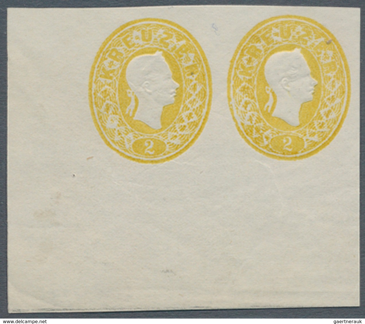 Österreich: 1860/1884, 2 Kr. Als UNGEZÄHNTES Waagerechtes Probedruck-Paar Zu Dem Gesuchten Neudruck - Unused Stamps