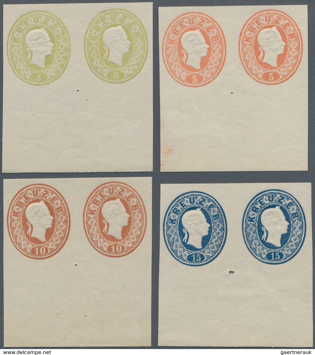 Österreich: 1860/1884, 3-15 Kr. Komplett Als UNGEZÄHNTE Probedruck-Paare Zu Dem Gesuchten Neudruck V - Unused Stamps