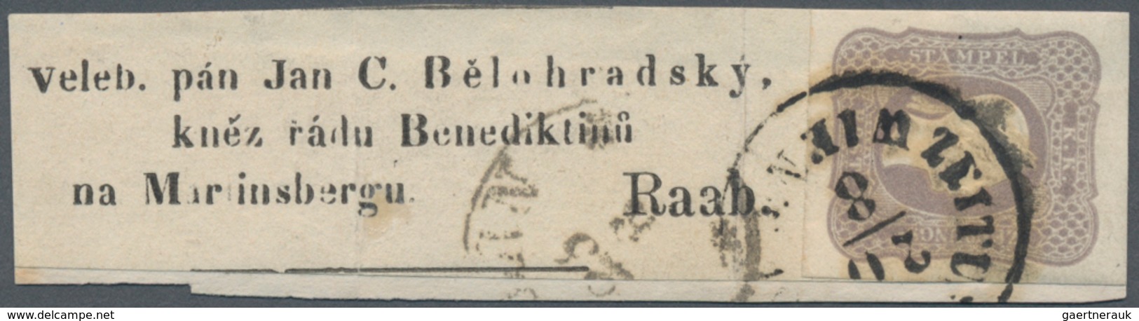 Österreich: 1861 Zeitungsmarke (1.05 Kr.) Dunkelviolett, Gebraucht Auf Adresszettel, übergehend Entw - Unused Stamps