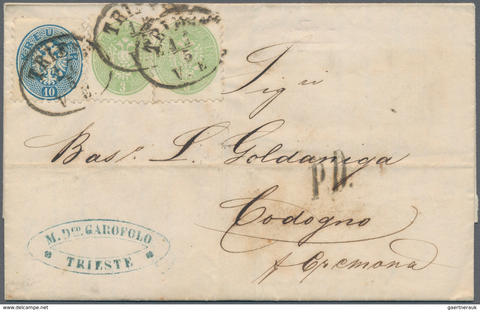 Österreich: 1863, Ovalausgabe 2x 3 Kr. Grün Und 10 Kr. Blau Alle Weit Gezähnt Zusammen Auf Kabinett- - Unused Stamps