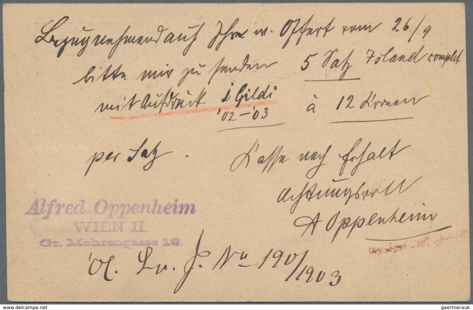 Österreich: 1910, 5 H Grün Ganzsachenkarte Von Wien Nach ISLAND Mit Rotem Eingangsstempel Island Und - Unused Stamps