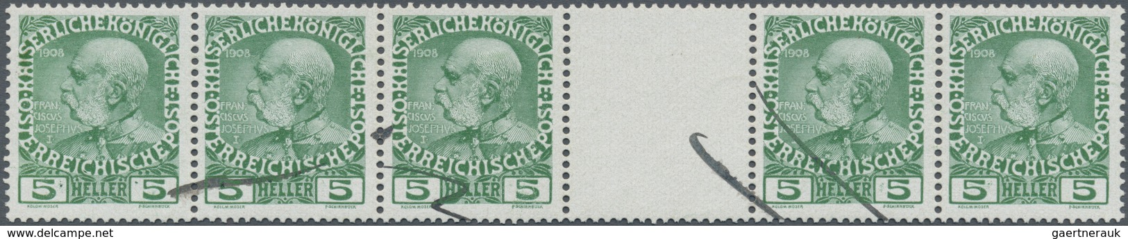 Österreich: 1908, 5 H Regierungsjubiläum Im Waagerechten Zwischenstegpaar, Gezähnt Mit Weiteren Anhä - Unused Stamps