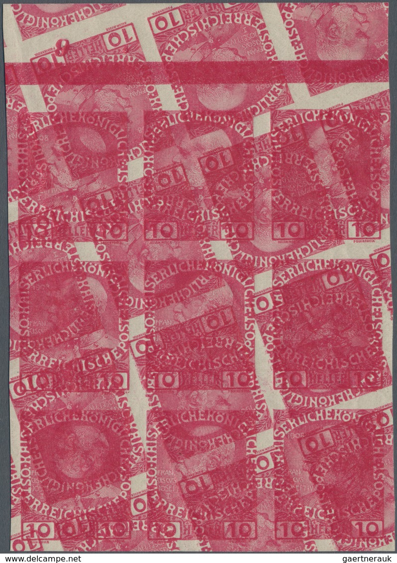 Österreich: 1908, 10 H Regierungsjubiläum Dunkelrosakarmin, Ungezähnt Mit äußerst Markantem, Schräg - Unused Stamps