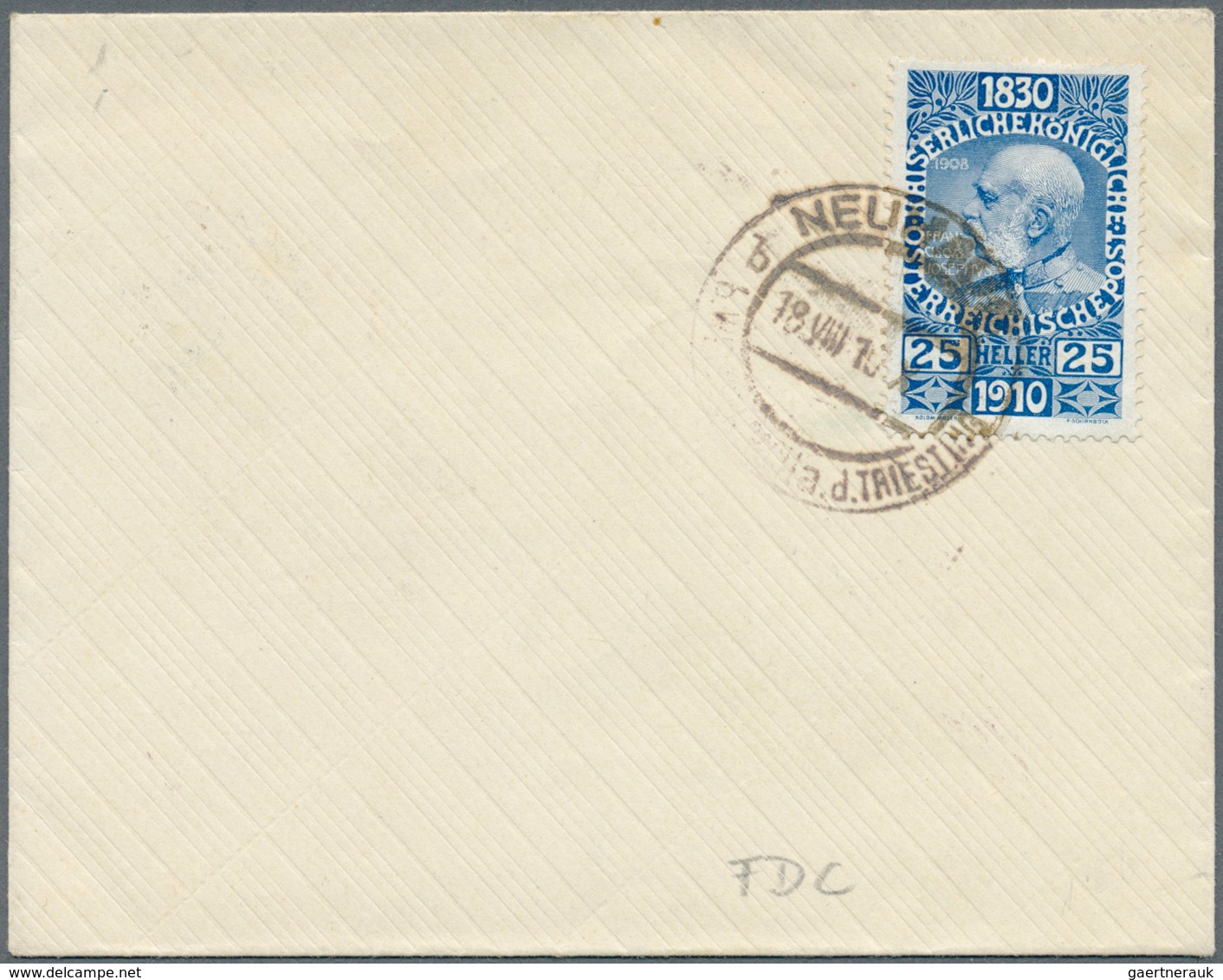 Österreich: 1910, 80. Geburtstag Franz Josef 25 Heller Blau Auf Blanco-Erttagsbrief Gest. "NEUHAUS 1 - Unused Stamps