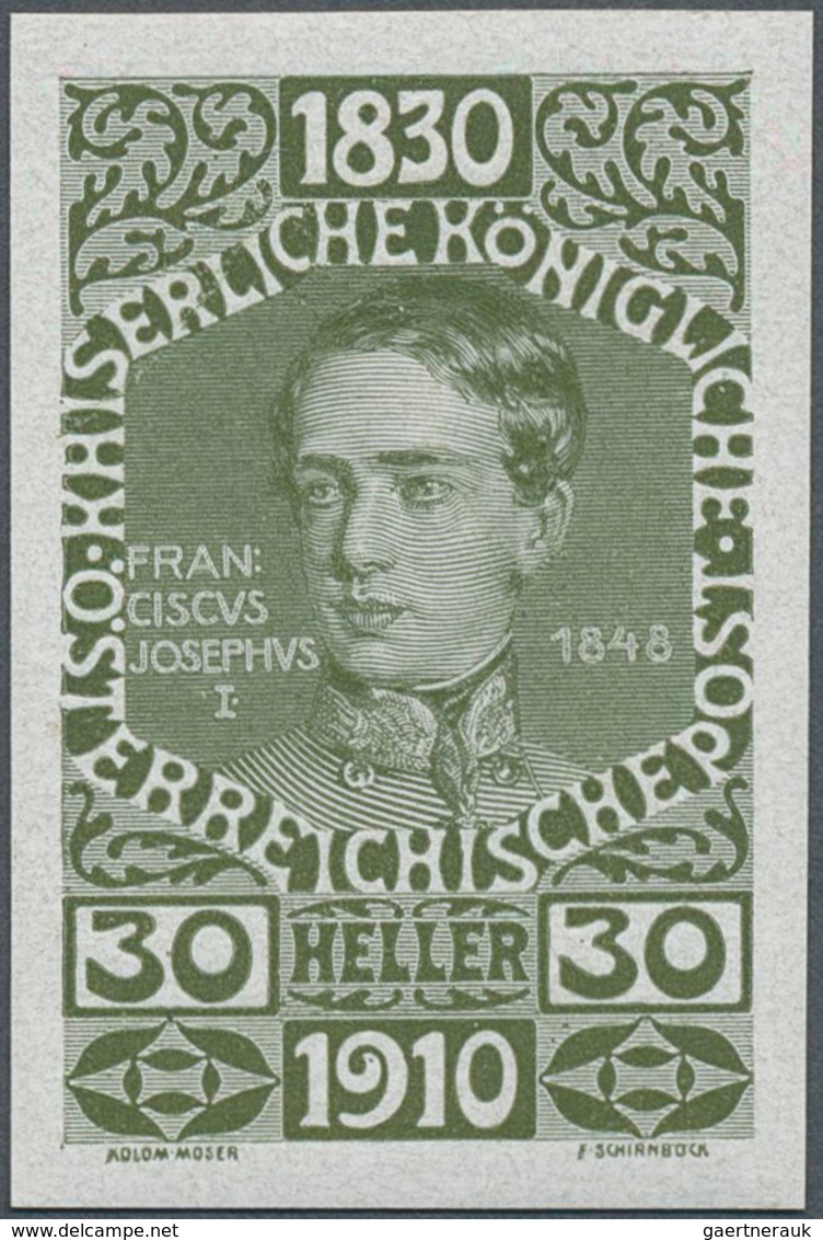 Österreich: 1910, "80. Geburtstag Franz Joseph" 30 Heller Olivgrün UNGEZÄHNT In Einwandfreier Postfr - Unused Stamps