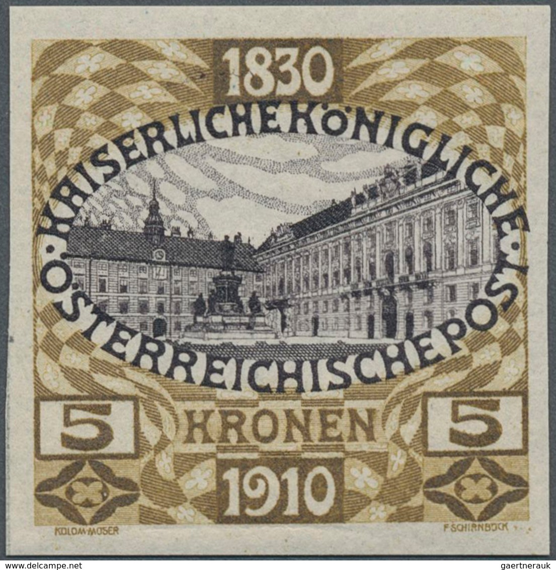 Österreich: 1910, "80. Geburtstag Franz Joseph" 5 Kronen Olivbraun /schwarzviolett UNGEZÄHNT In Einw - Unused Stamps