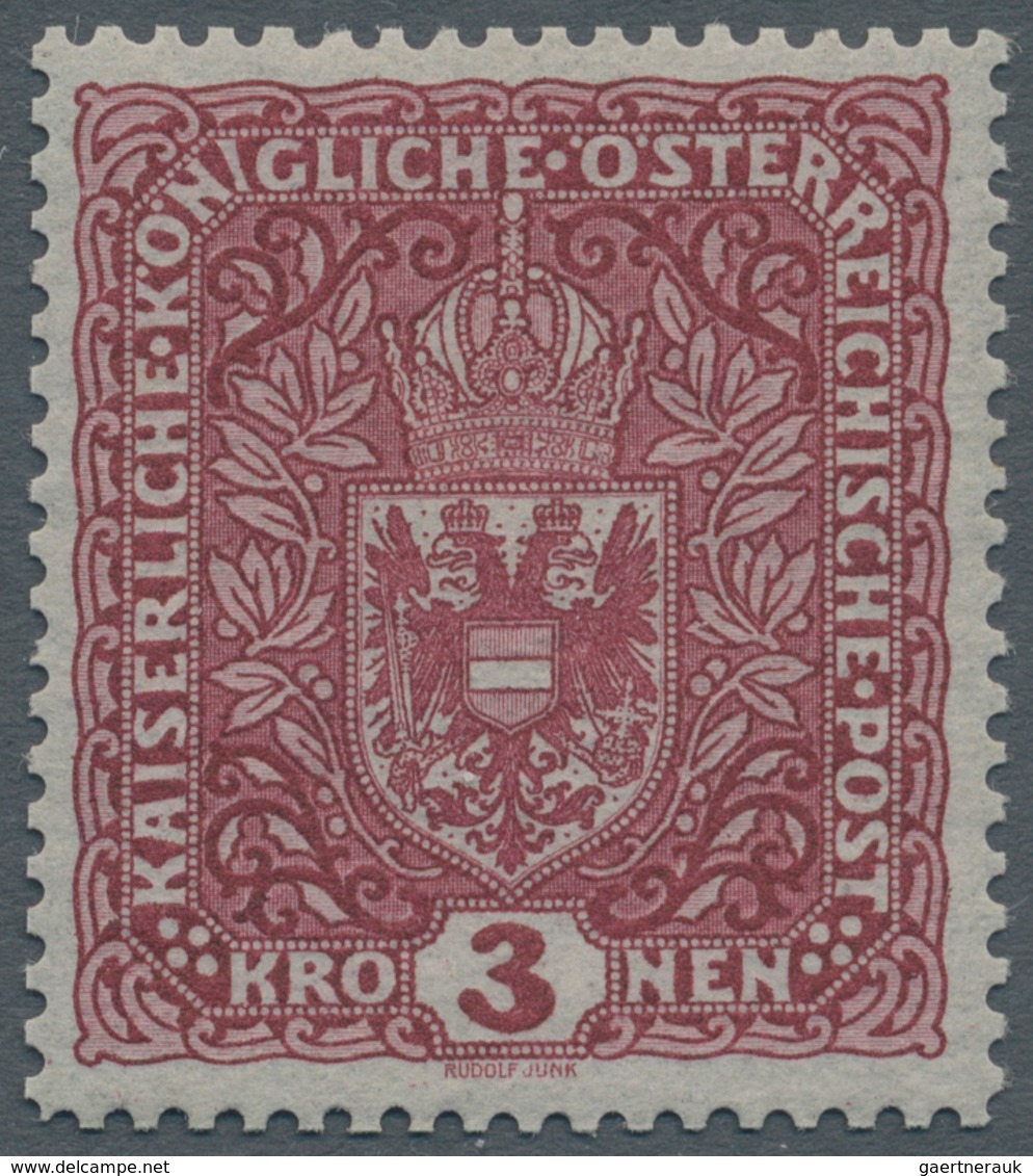 Österreich: 1916, Freimarke: Wappen 3 Kronen Dunkelbräunlichkarmin Im Format 26 X 29 Mm, Tadellos Po - Unused Stamps