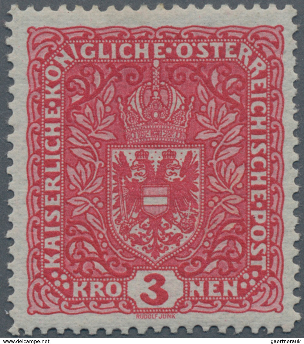 Österreich: 1917, Freimarke Wappen Auf Normalem Papier, 3 Kr. Dunkellilarot, Breites Format 26:29 Mm - Unused Stamps