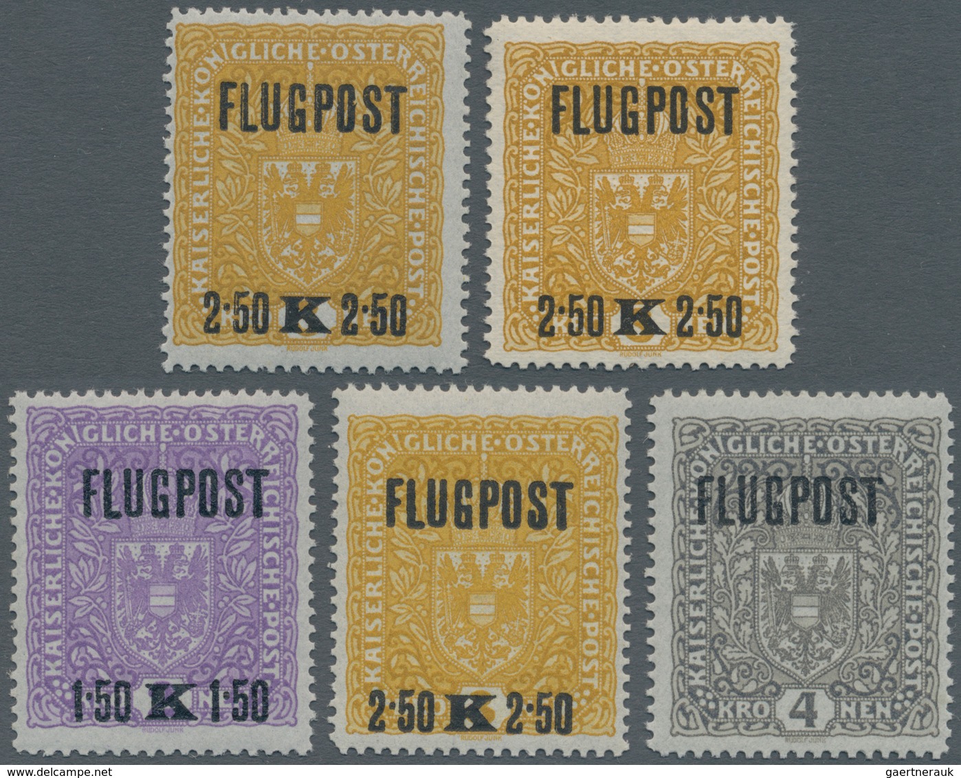 Österreich: 1918, 2.50 Kr Flugpost Auf Grauem Und Auf Weißem Papier Je Postfrisch Mit Plattenfehler - Unused Stamps