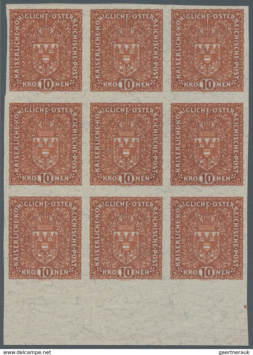 Österreich: 1918, 10 Kr Rotbraun Ohne Flugpost-Aufdruck, Ungezähnt Auf Ungummiertem Faserpapier Im U - Unused Stamps