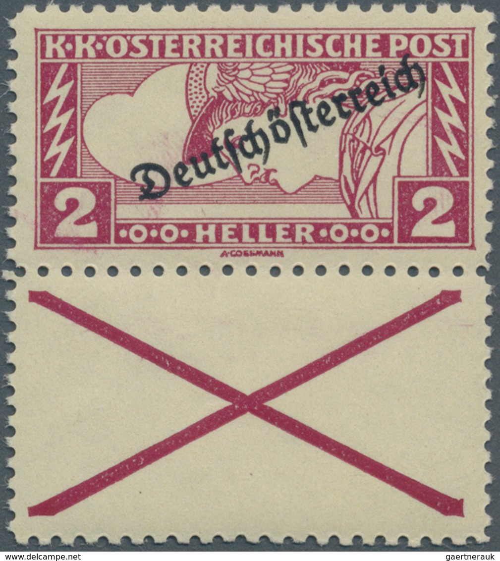 Österreich: 1919, 2 H Merkur "Deutschösterreich" Mit Unten Anhängendem Andreaskreuz, Seltene Mischzä - Unused Stamps