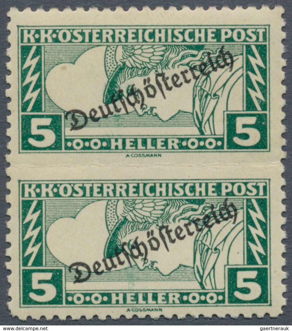 Österreich: 1917 Eilmarke 5 H. Gez. L 11 1/2 SENKRECHTES PAAR MITTE UNGEZÄHNT. Laut Neuestem Fotoatt - Unused Stamps