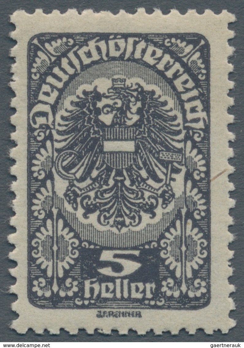 Österreich: 1919, Freimarke 5 H. Schwarzgrau, Postfrisches Stück In Der Seltenen Farbe, Minimal Nach - Unused Stamps