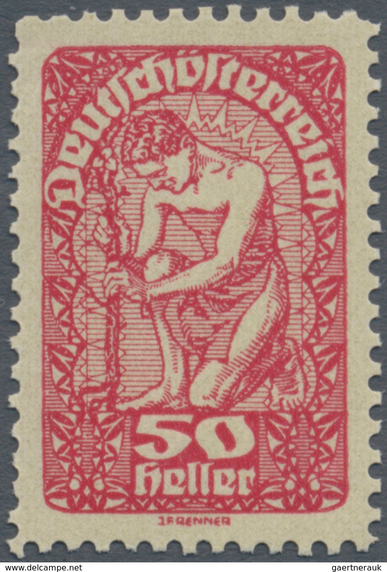 Österreich: 1919/1920, Freimarken, 50 H., Drei Verschiedene Farbproben In Abweichenden Farben Ockerb - Unused Stamps