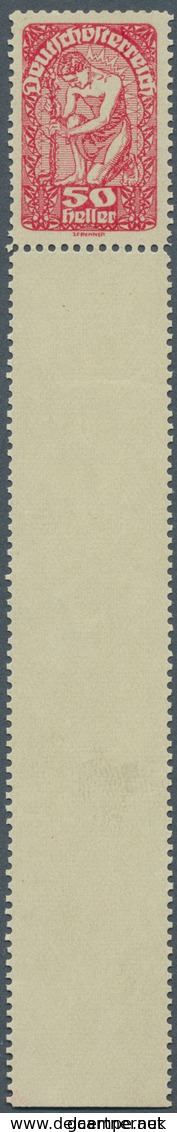 Österreich: 1919/1920, Freimarken, 50 H. Als Farbprobe In Karmin Auf Gelblichem Papier Und Mit Linie - Unused Stamps