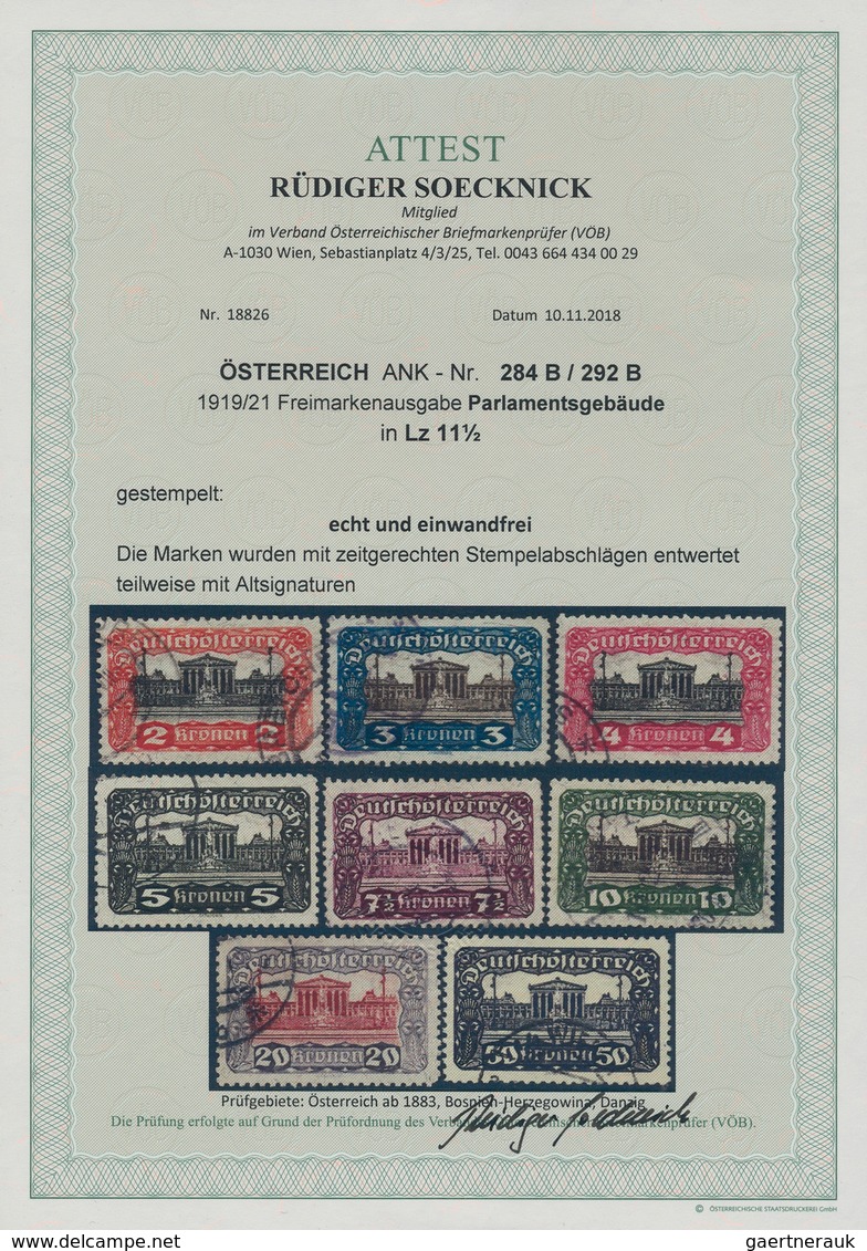 Österreich: 1919 - 1921, Freimarken Parlamentsgebäude In Zähnung L 11½, Entwertet Mit Zeitgerechten - Unused Stamps