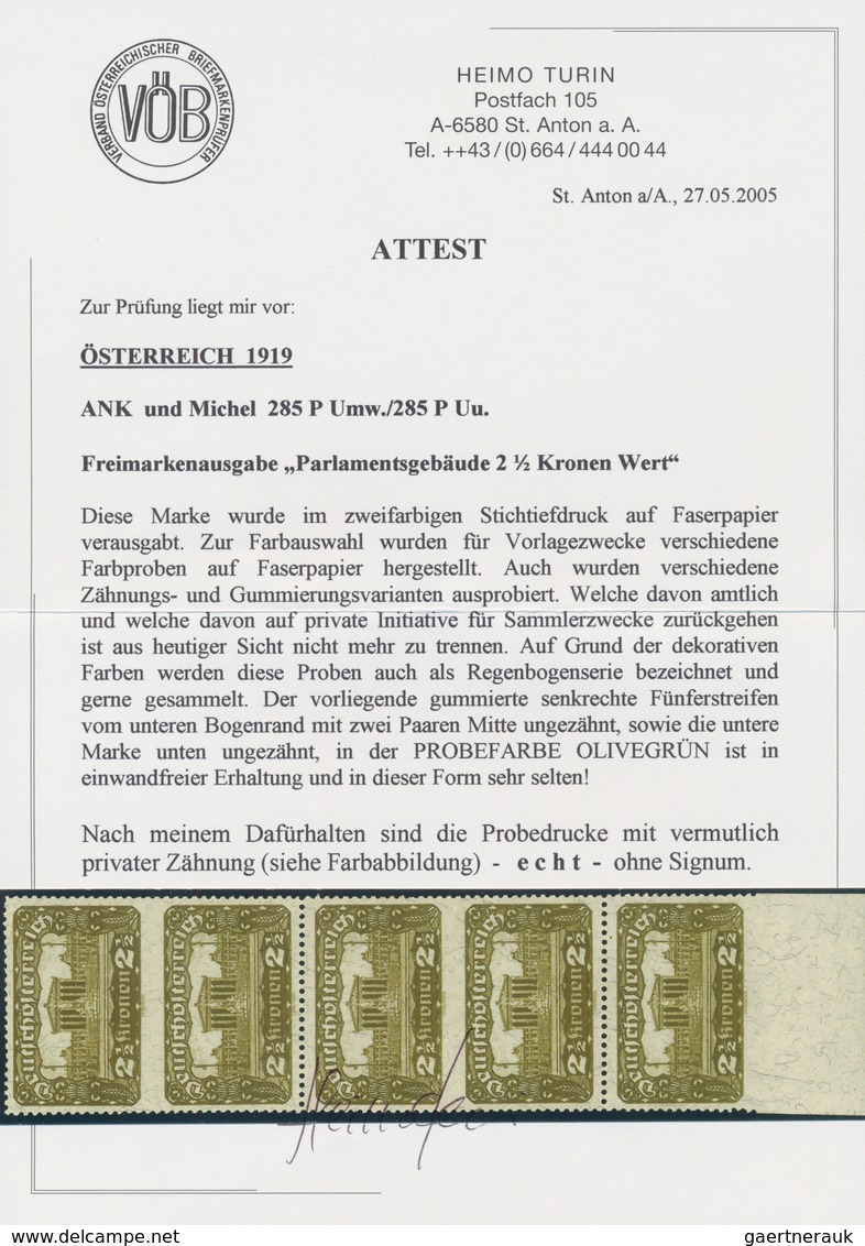 Österreich: 1919, Freimarken "Parlamentsgebäude", Zusammenstellung Von 44 Teilgezähnten Einheiten Mi - Unused Stamps