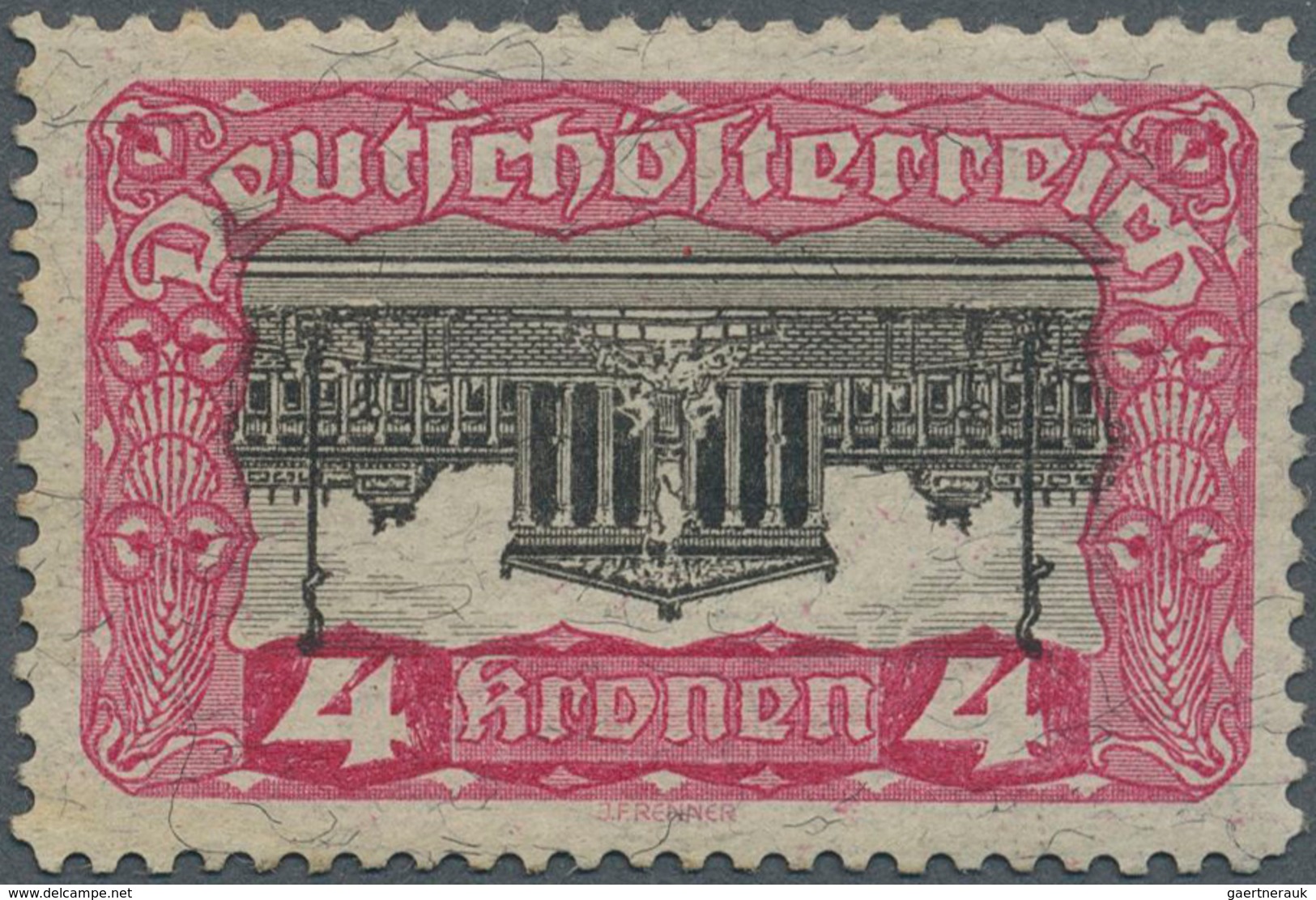 Österreich: 1919, 4 Kr. Freimarke Parlamentsgebäude, Rosakarmin/schwarz Mit Kopfstehendem Mittelstüc - Unused Stamps