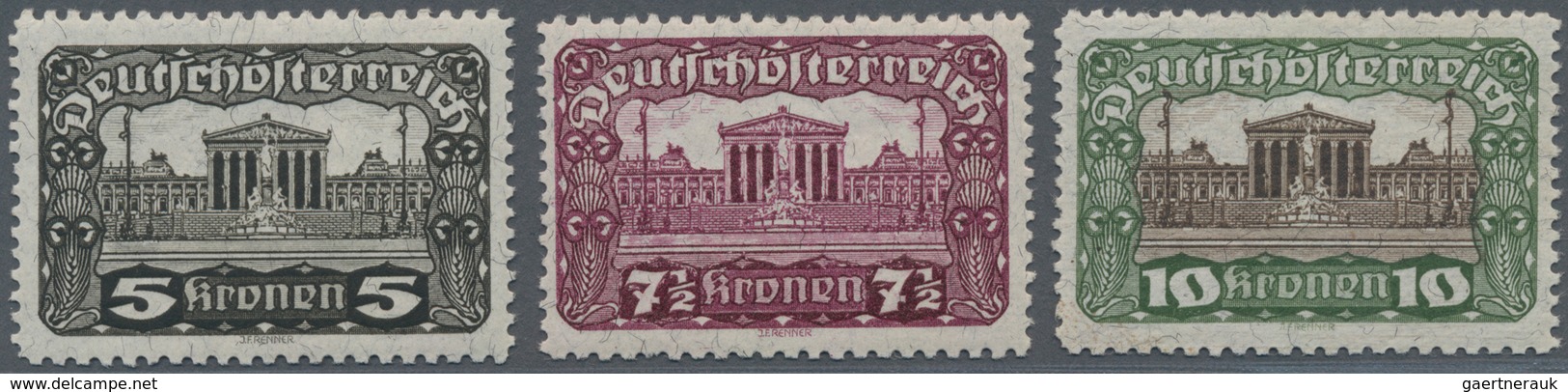 Österreich: 1919 - 1921, Freimarken Parlamentsgebäude 5 Kr, 7½ Kr Und 10 Kr In Zähnung L 11½:12½, Po - Unused Stamps