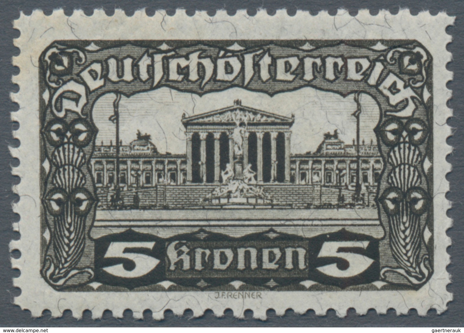 Österreich: 1919/1921, Freimarken "Parlamentsgebäude", 5 Kr., 7½ Kr. Und 10 Kr., Drei Werte In Linie - Unused Stamps