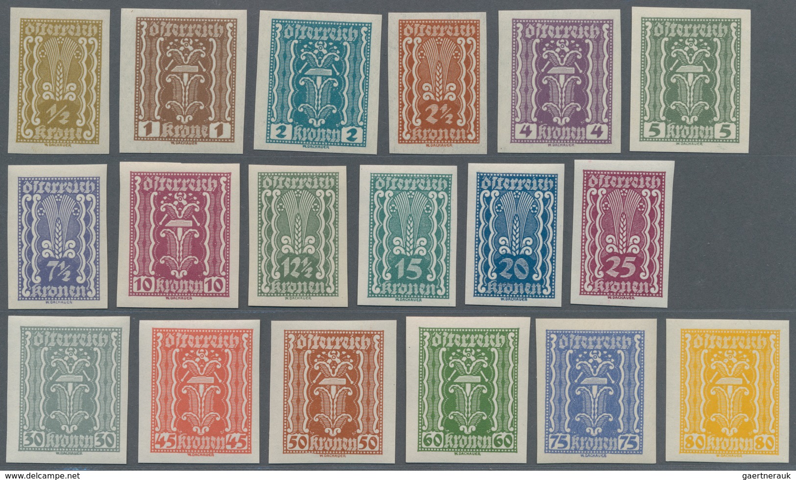 Österreich: 1922, 1/2 Kr Oliv - 4000 Kr Blau Auf Grünlichblau Freimarken "Landwirtschaft, Gewerbe, I - Unused Stamps