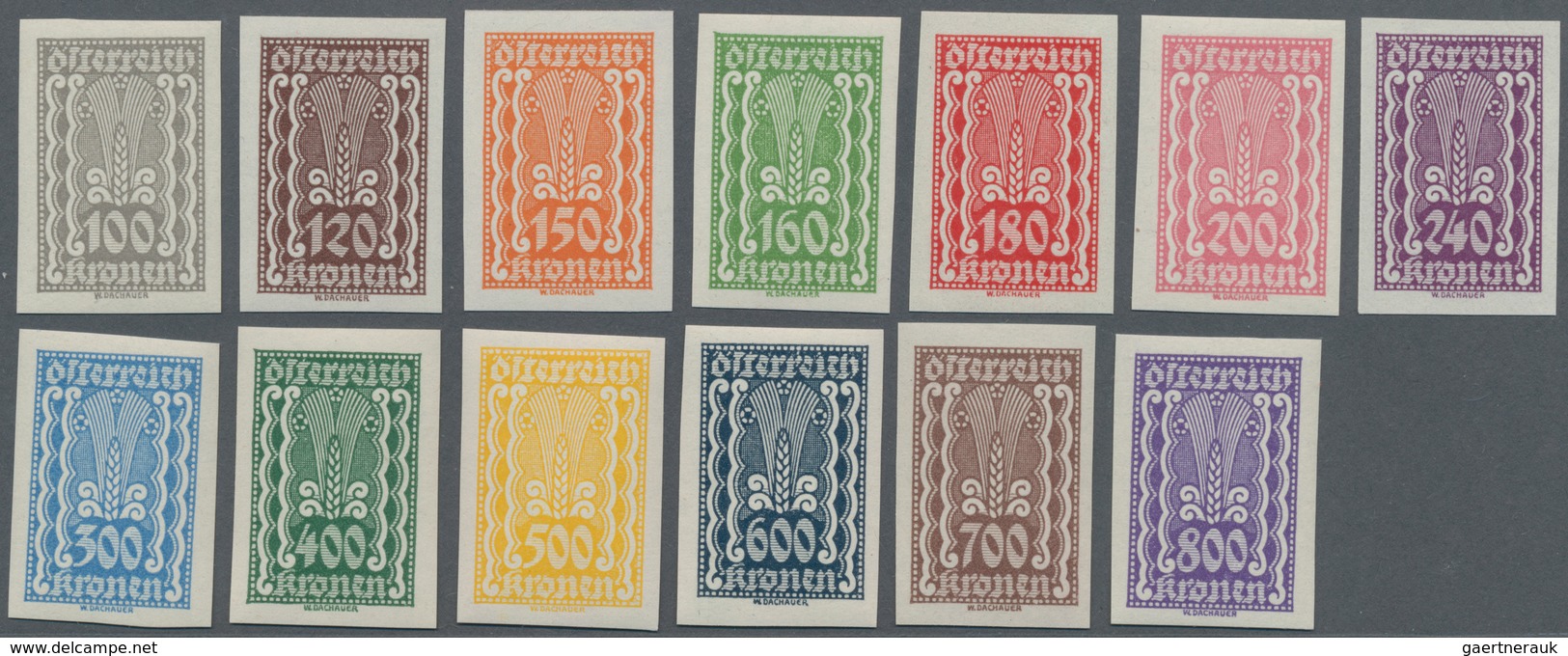 Österreich: 1922, 1/2 Kr Oliv - 4000 Kr Blau Auf Grünlichblau Freimarken "Landwirtschaft, Gewerbe, I - Unused Stamps