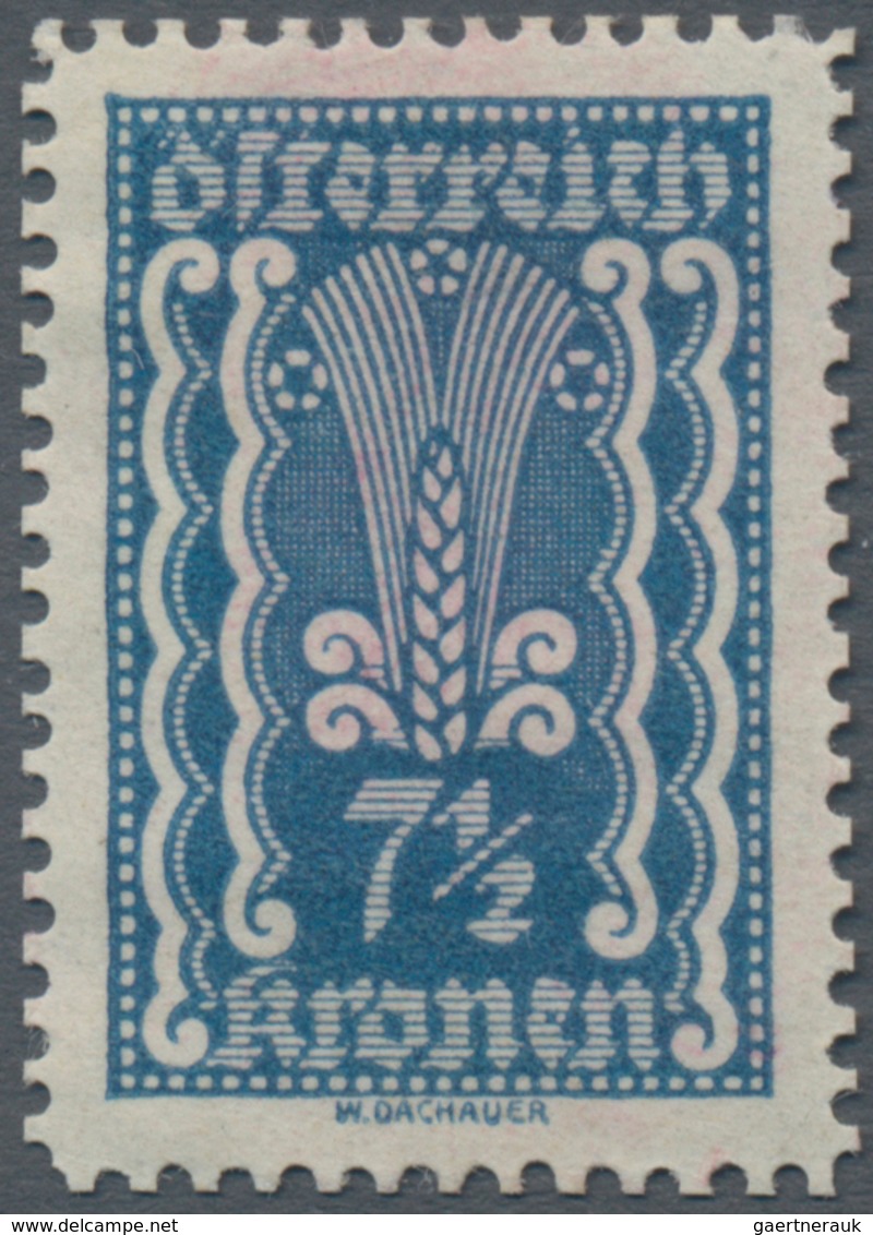 Österreich: 1922, Freimarken, 7½ Kr., Vier Verschiedene Farbproben In Abweichenden Farben Und Mit Li - Unused Stamps