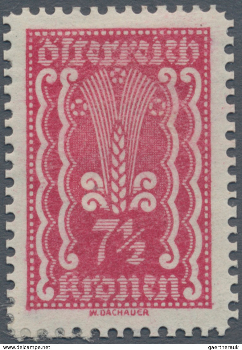 Österreich: 1922, Freimarken, 7½ Kr., Vier Verschiedene Farbproben In Abweichenden Farben Und Mit Li - Unused Stamps