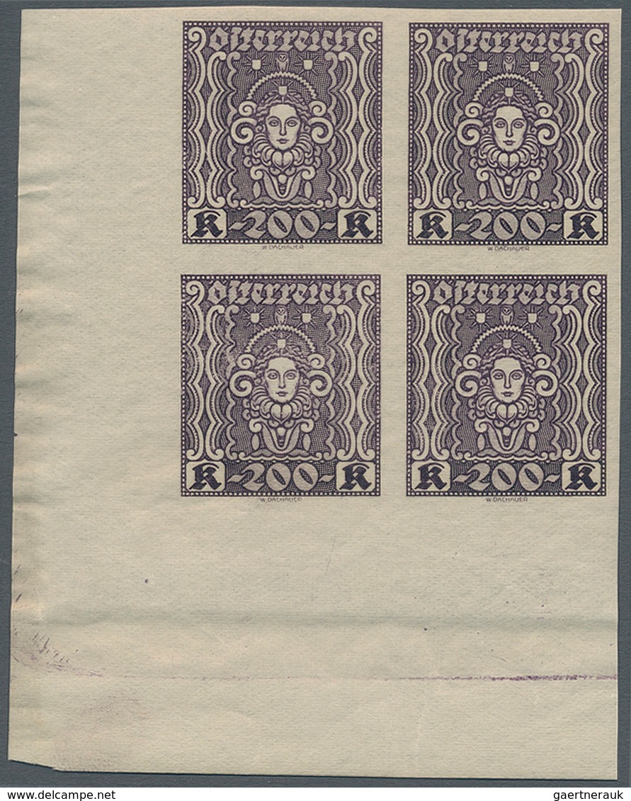 Österreich: 1922, 20-10.000 Kr Frauenkopf Ungezähnt, Komplett 11 Werte In Postfrischen Rand- Bzw. Ec - Neufs