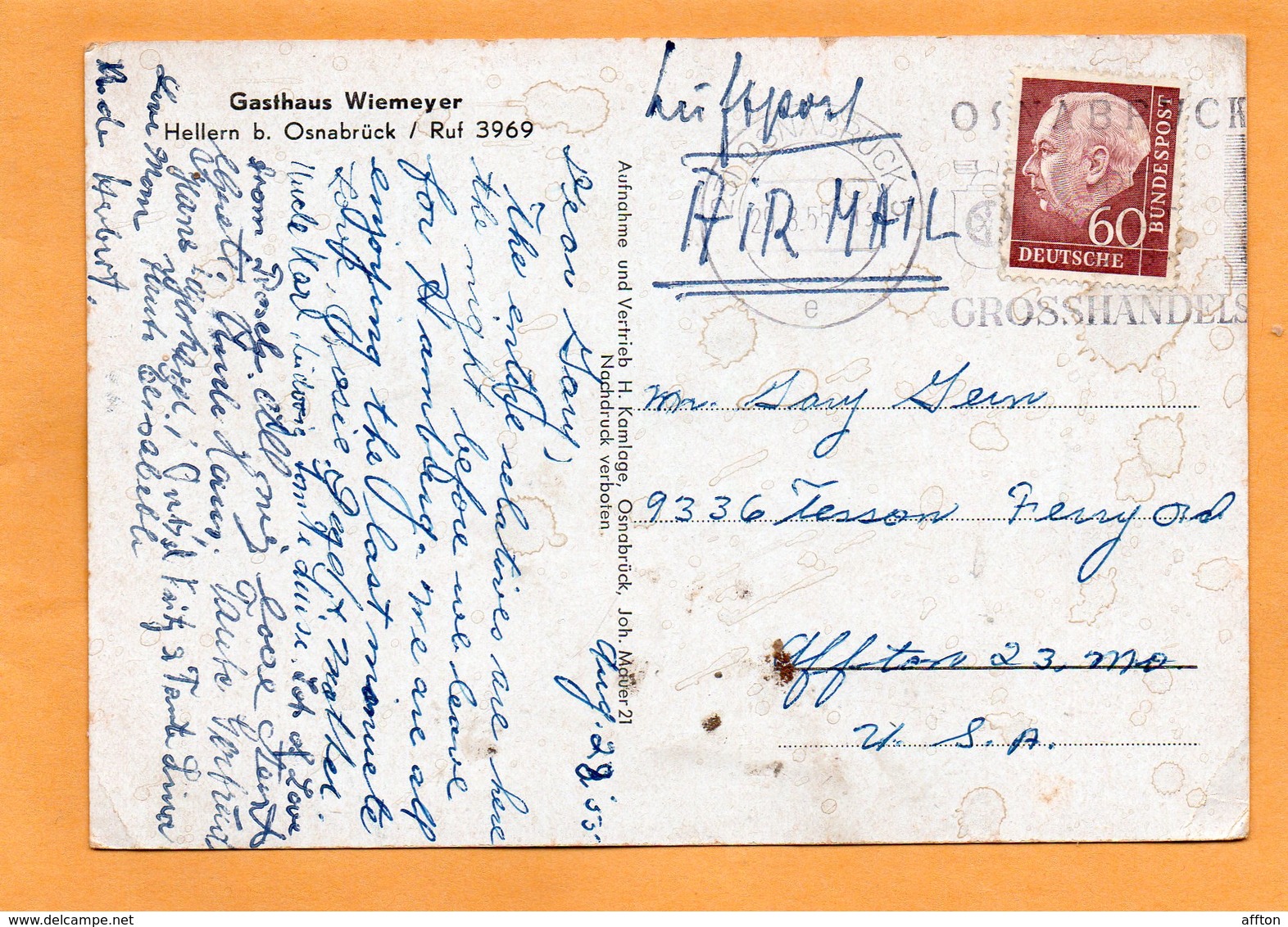 Gasthaus Wiemeyer Hellern Bei Osnabruck 1940 Postcard - Osnabrück