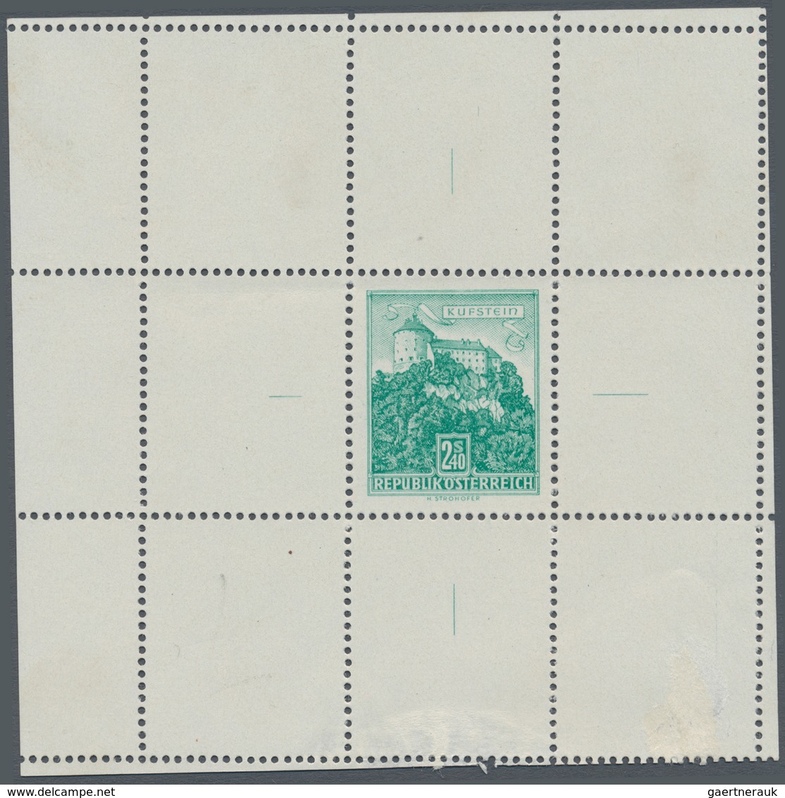 Österreich: 1957/1960, Dauerserie "Bauwerke", 2.40 Sch. "Kufstein", Nicht Verausgabter Wert, Drei Pr - Unused Stamps