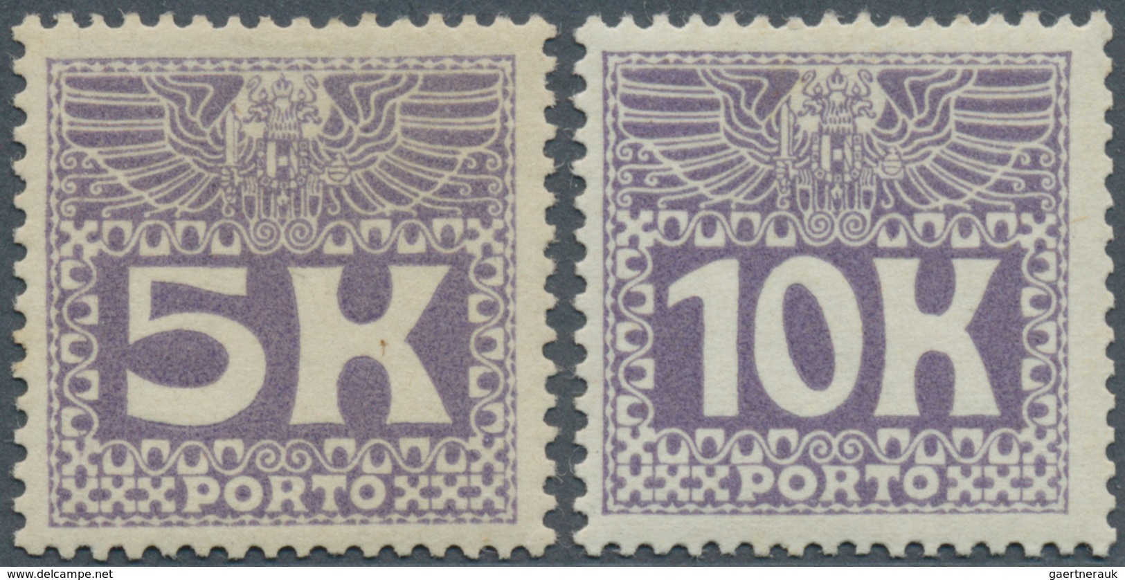 Österreich - Portomarken: 1911, Portomarken 5 Kr. (Falzspur) Und 10 Kr. Violett (min. Vert. Bug), Be - Postage Due