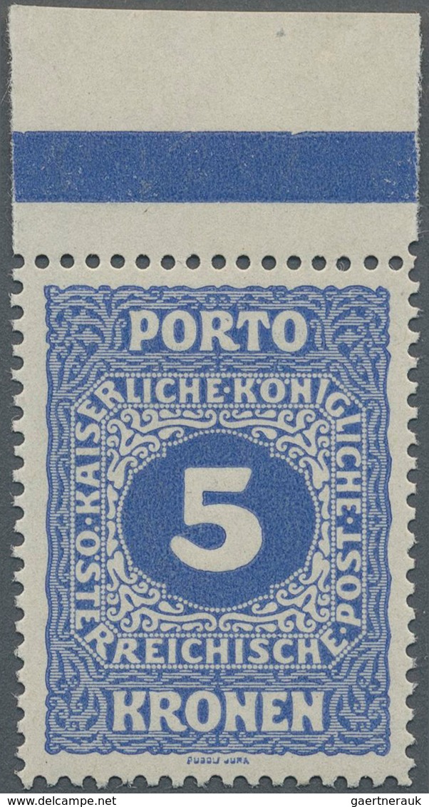 Österreich - Portomarken: 1916, 5 Kr. Und 10 Kr. Je In Linienzähnung L12½, Postfrisch, 5 Kr. Vom Obe - Taxe