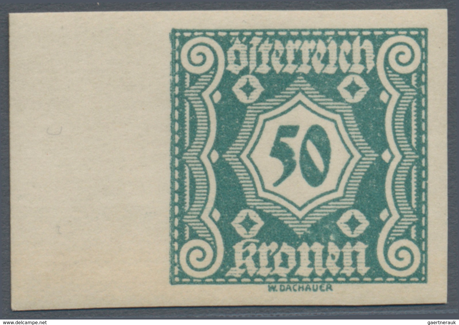 Österreich - Portomarken: 1922, Ziffern, 10 Kr. bis 50 Kr. kleines Format, sechs Werte ungezähnt vom