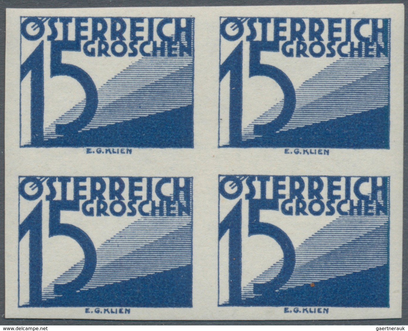 Österreich - Portomarken: 1925, Ziffern 1 Gr. bis 60 Gr., 13 Werte je in ungezähnten 4er-Blocks, pos