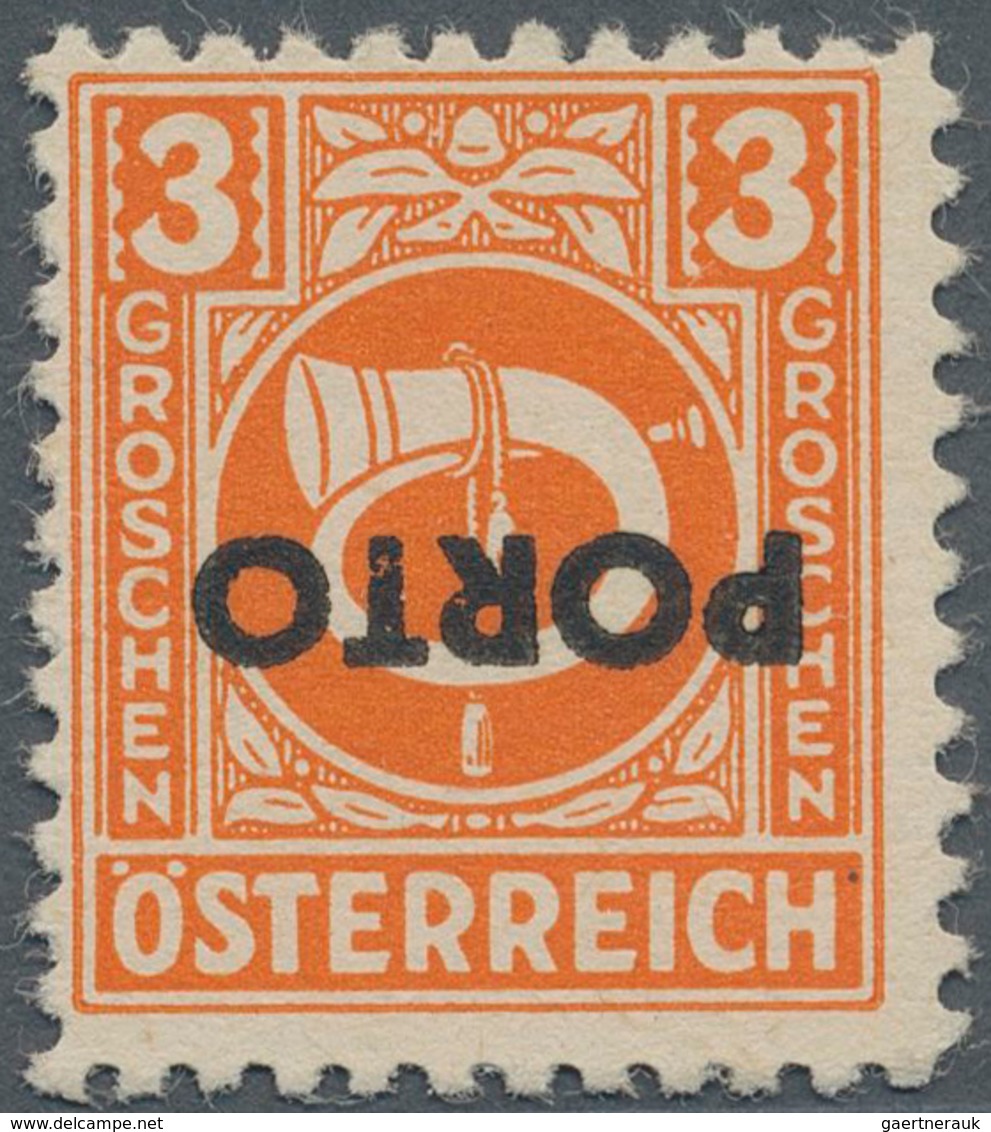 Österreich - Portomarken: 1946, Posthorn, 3 Gr. Orange Und 10 Gr. Grau Je Mit Kopfstehendem Aufdruck - Postage Due