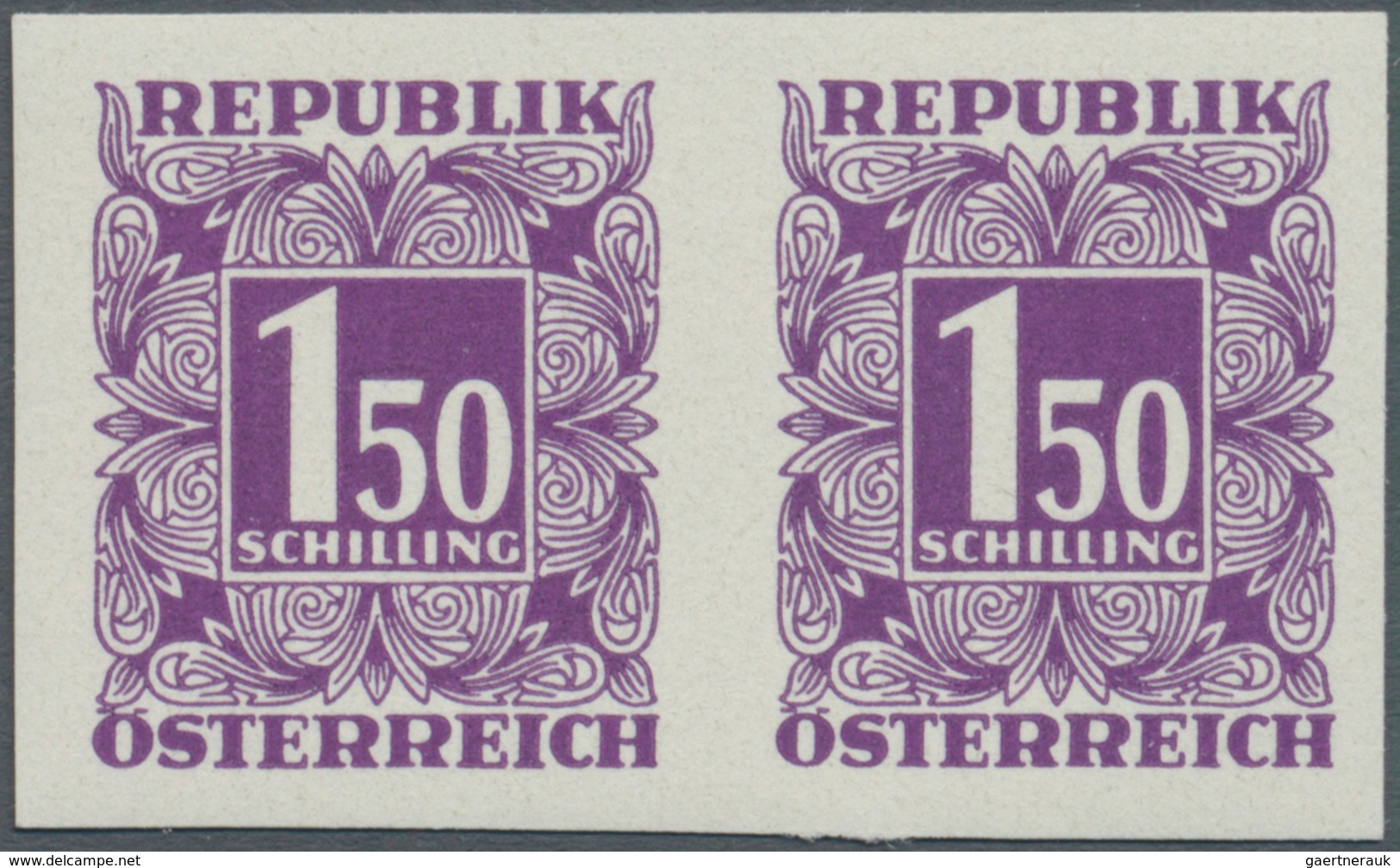 Österreich - Portomarken: 1949/1953, Ziffern 10 Gr. bis 5 Sch., elf Werte UNGEZÄHNT in waagerechten