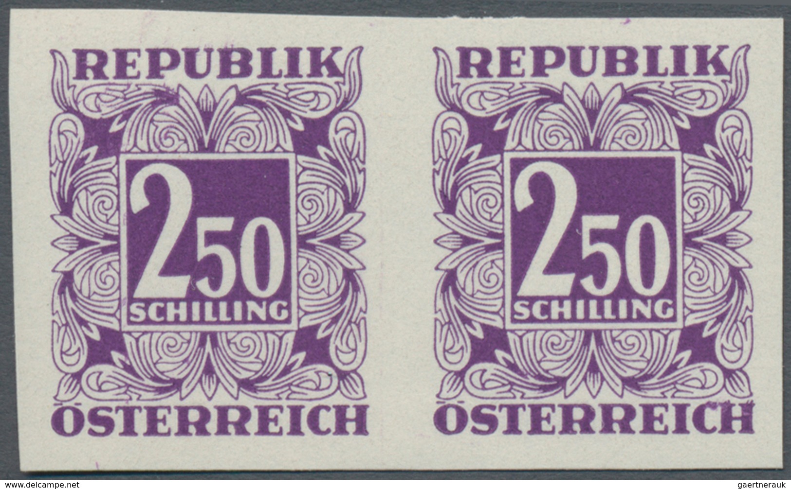 Österreich - Portomarken: 1949/1953, Ziffern 10 Gr. bis 5 Sch., elf Werte UNGEZÄHNT in waagerechten