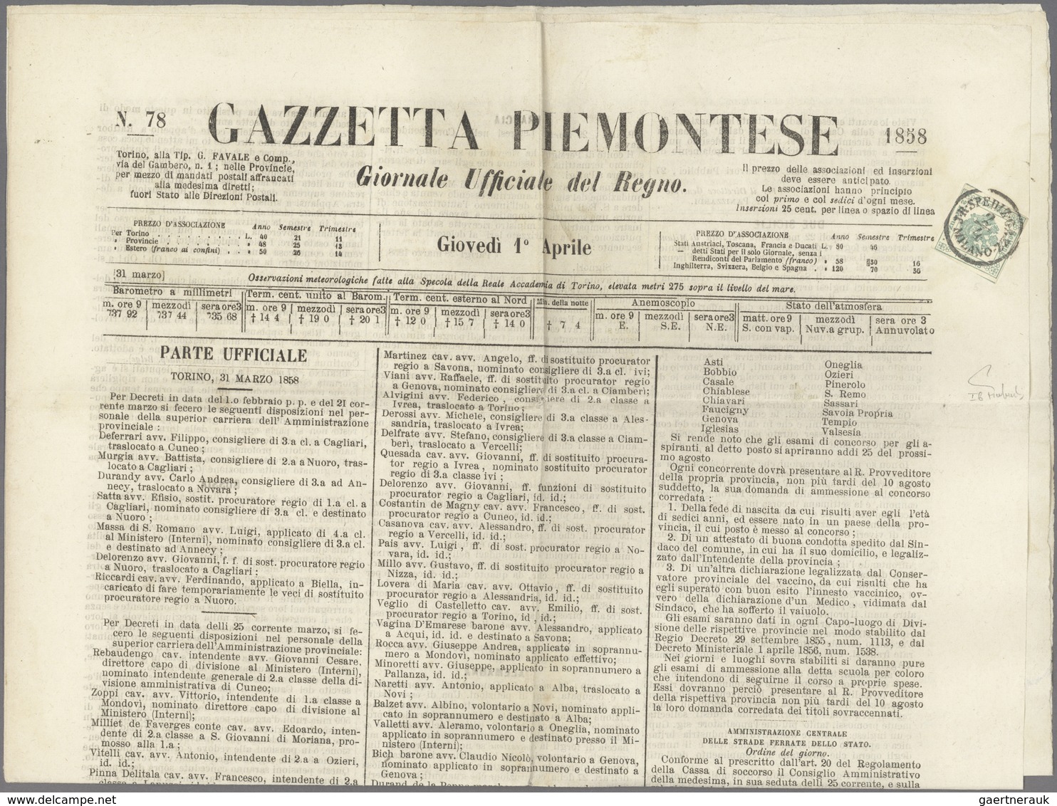 Österreich - Zeitungsstempelmarken: 1853, 2 Kreuzer Blaugrün, Type I B, Allseits Knappvoll- Bis über - Newspapers