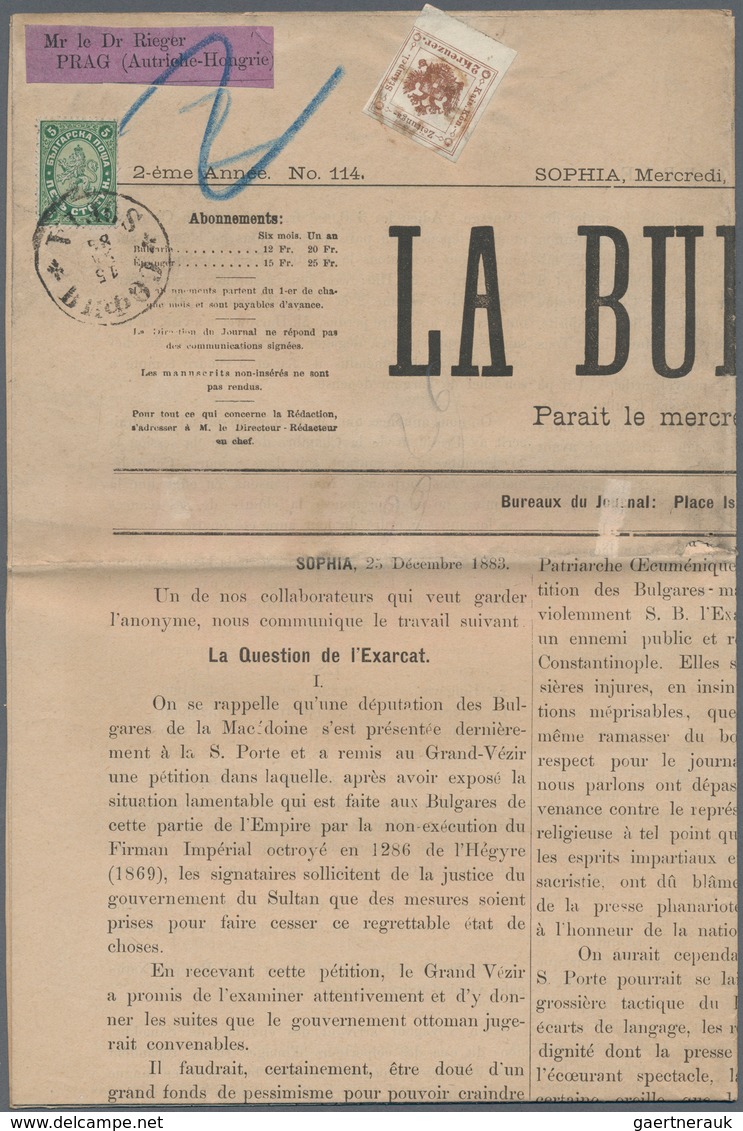 Österreich - Zeitungsstempelmarken: 1885, Bulgarien MiNr. 15 Auf Kompletter Zeitung Nach Prag Und Zu - Newspapers
