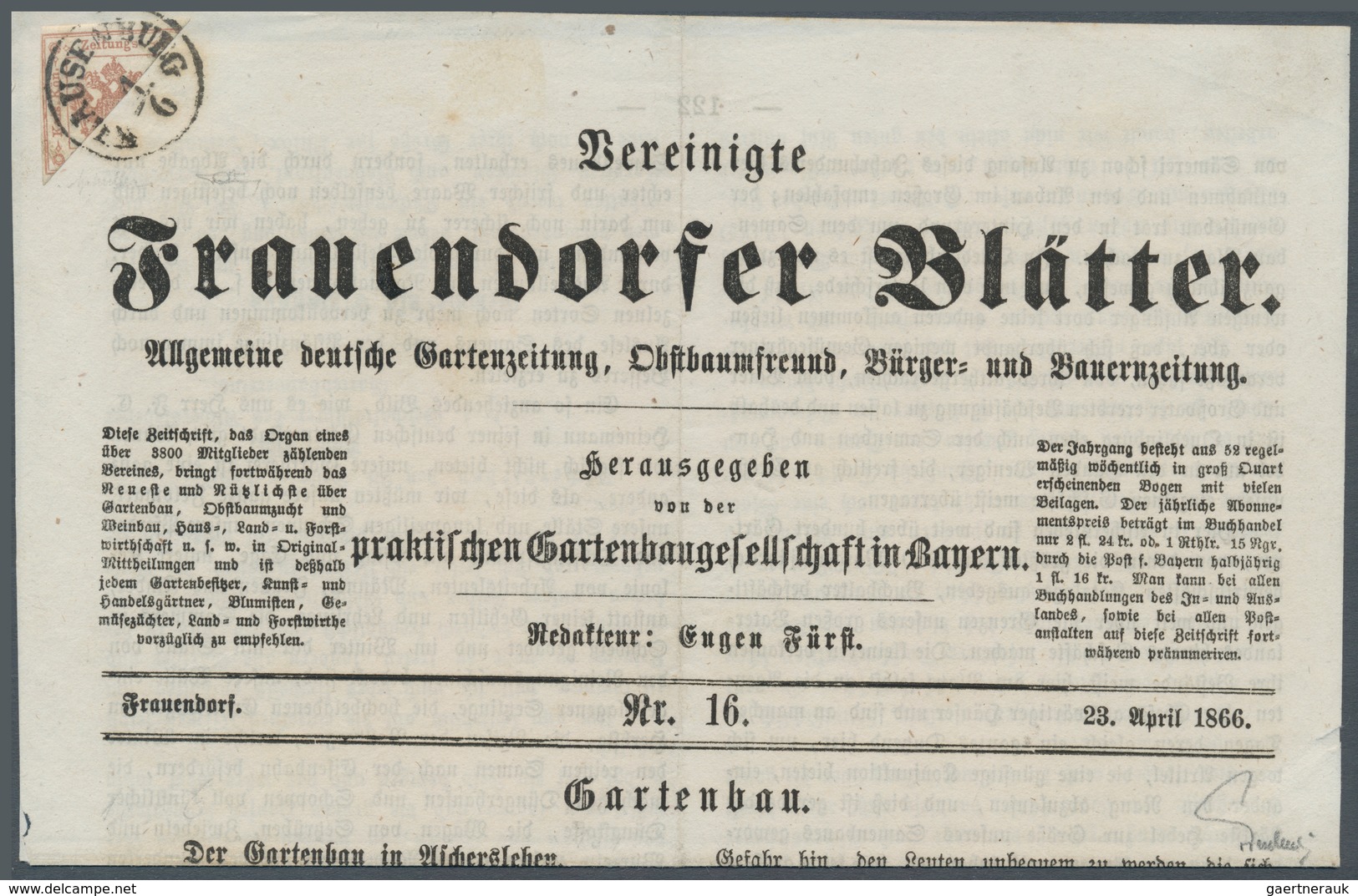 Österreich - Zeitungsstempelmarken: 1877, 2 Kreuzer Rötlichbraun, Type I A, Diagonal Von Rechts Oben - Newspapers