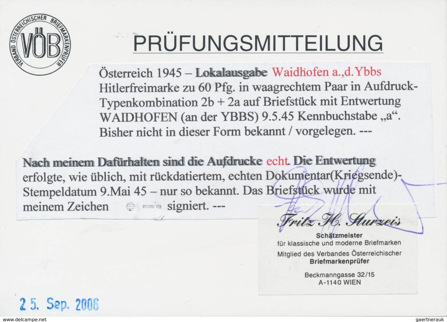 Österreich - Lokalausgaben 1945 - Waidhofen: 1945, 60 Pfg. 2. Ausgabe Im Seltenen, Bis Dato In Diese - Other & Unclassified