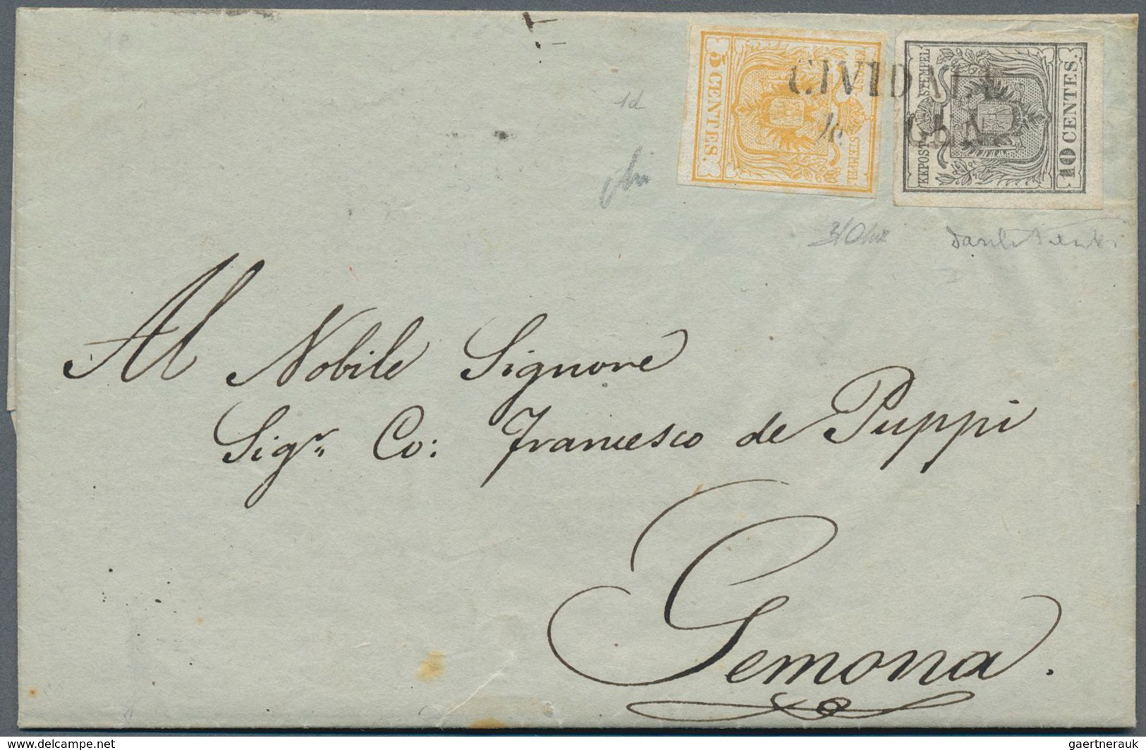 Österreich - Lombardei Und Venetien: 1851, 5 C Orangegelb U. 10 C Silbergrau, Handpapier, Beide Erst - Lombardo-Vénétie