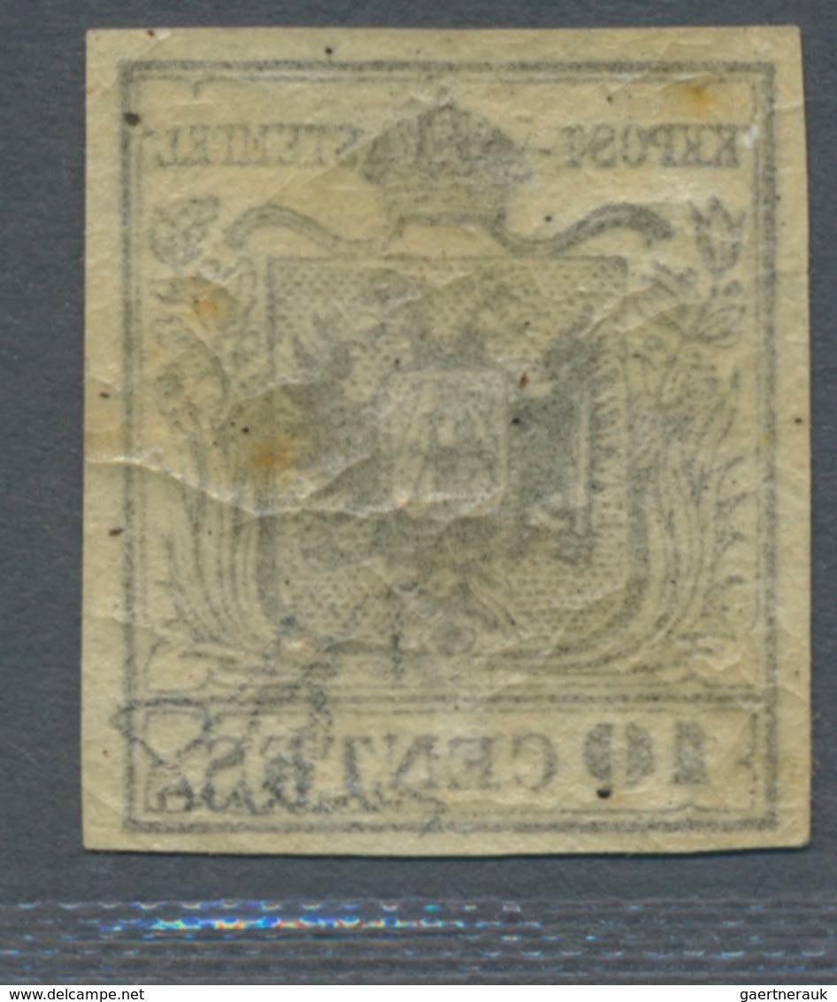 Österreich - Lombardei Und Venetien: 1850, 10 C Tiefschwarz, Type Ib Auf Handpapier, Postfrisches (! - Lombardo-Vénétie