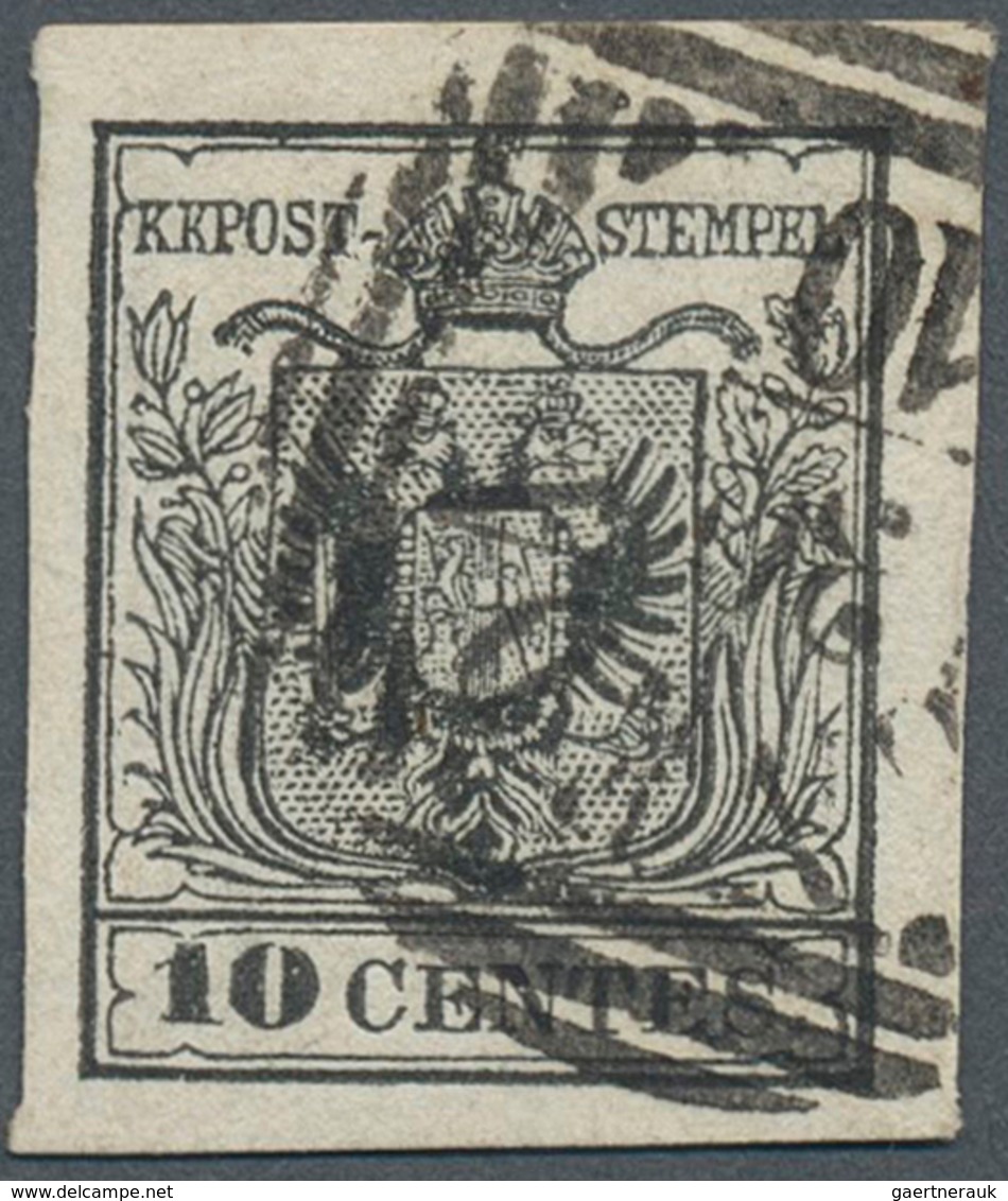 Österreich - Lombardei Und Venetien: 1854, 10 Centes. Schwarz, Maschinenpapier, Besonders Breitrandi - Lombardy-Venetia