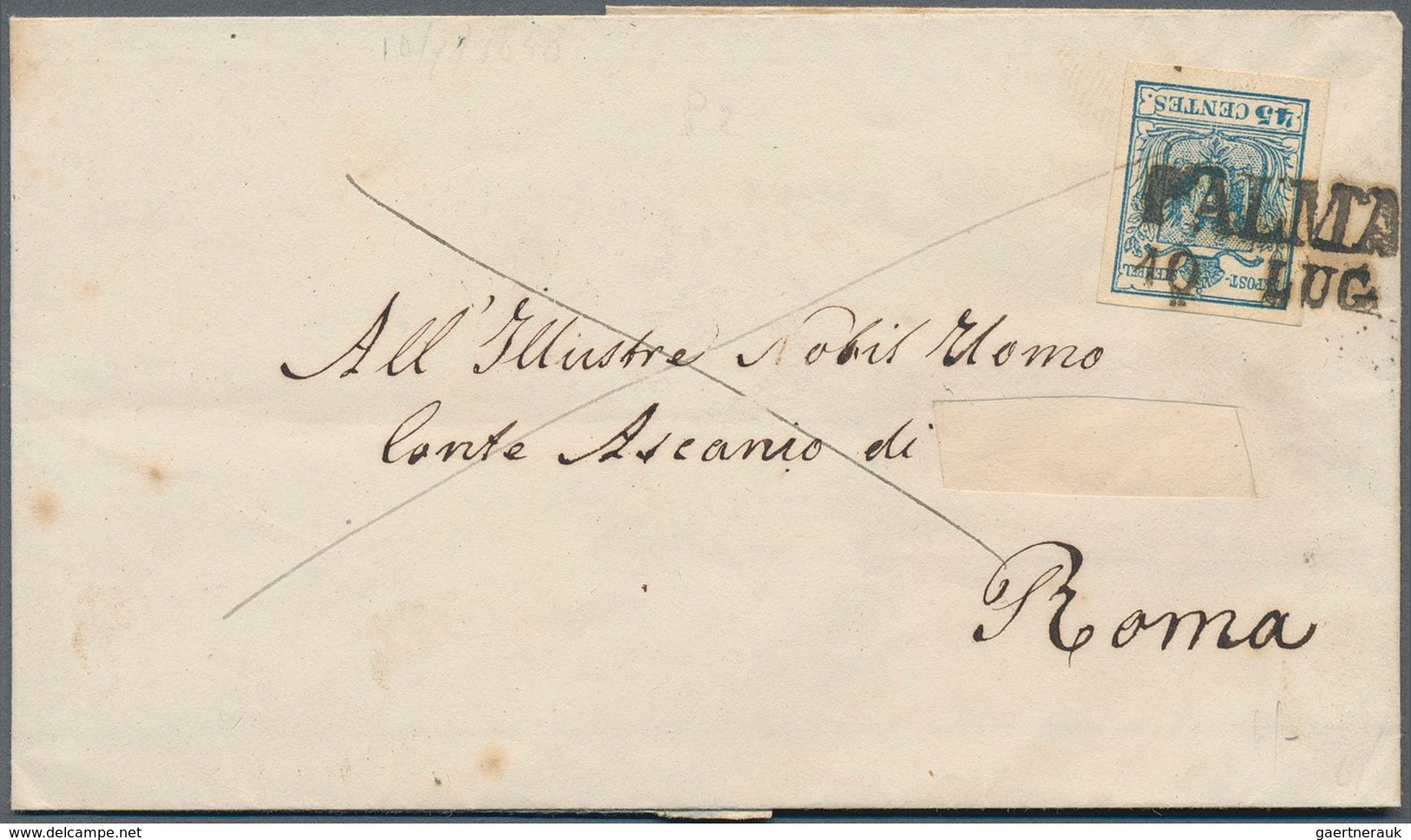 Österreich - Lombardei Und Venetien: 1854, 45 Cent., Maschinenpapier, Auf Brief Von PALMA 10./. 1858 - Lombardo-Vénétie