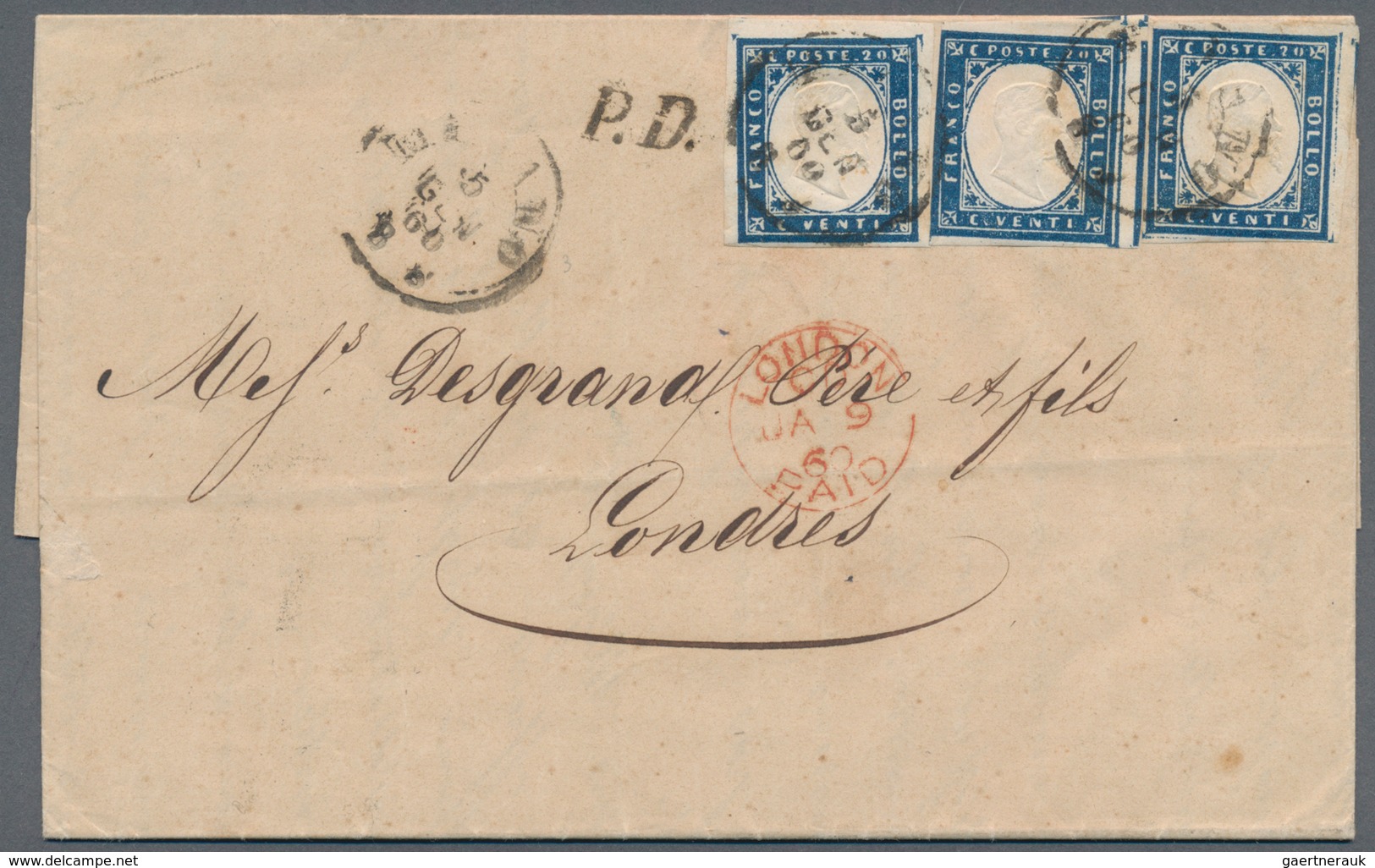 Österreich - Lombardei Und Venetien: 1860, Januar. 20 C Blau, Einzelmarke Und Paar, Auf PD-Brief Von - Lombardy-Venetia